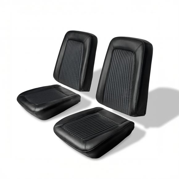 Front Bucket Seat Upholstery Covers | OE Black Rosette | 68-77 Bronco